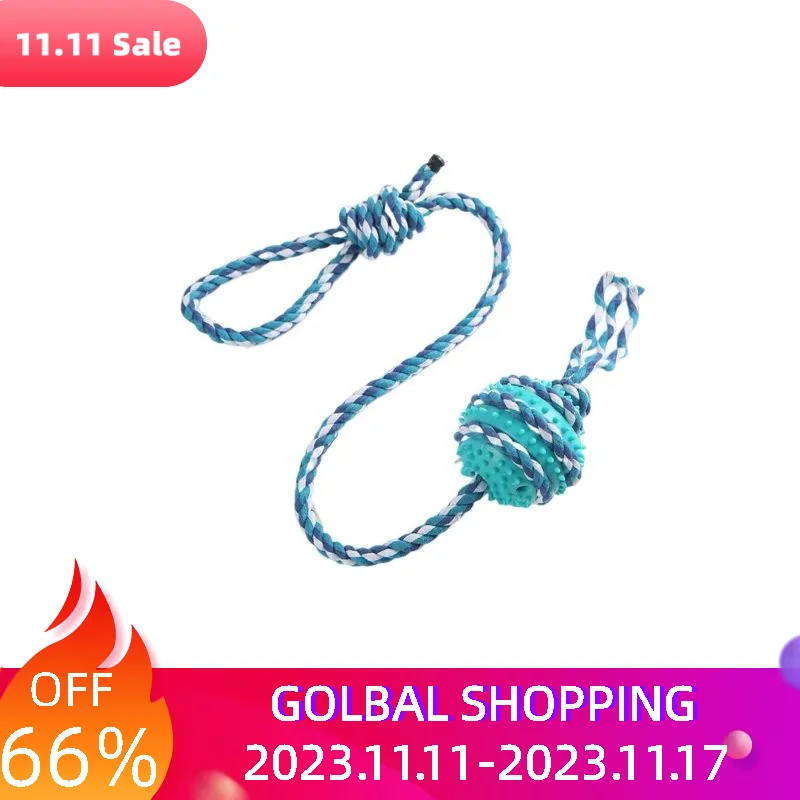 

Short Long Tug Rope Boredom Aggressive Chewers Blue Indoor Outdoor Chewing Ball Games TPR Rubber Interactive Dog Toy Large Breed