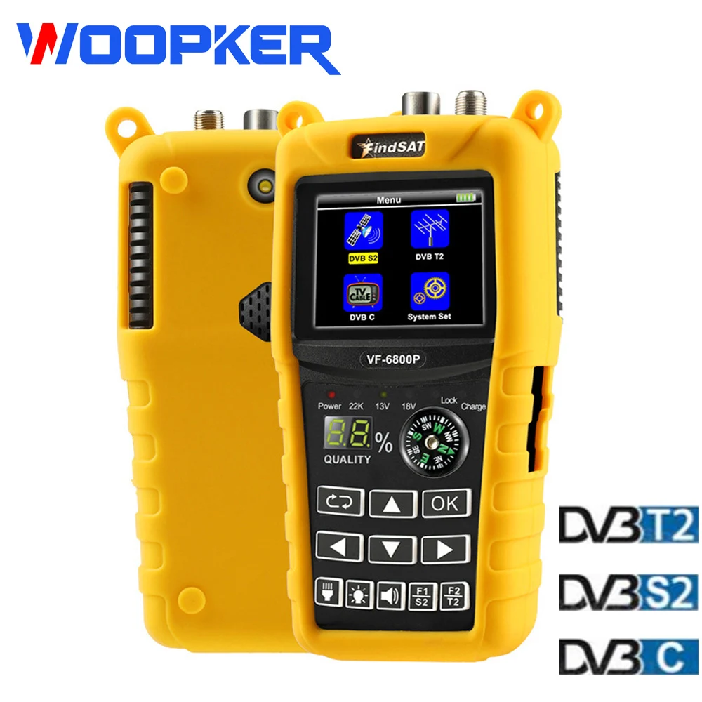 Woopker-buscador de satélite Digital VF 6800P, DVB-T2, DVB-S2, MPEG4, 2,4 pulgadas, LCD, HD, para sintonizador de TV