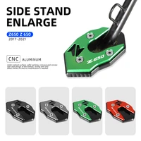 motorcycle cnc foot side stand pad plate kickstand enlarger support extension for kawasaki z650 2017 2018 2019 2021 z650
