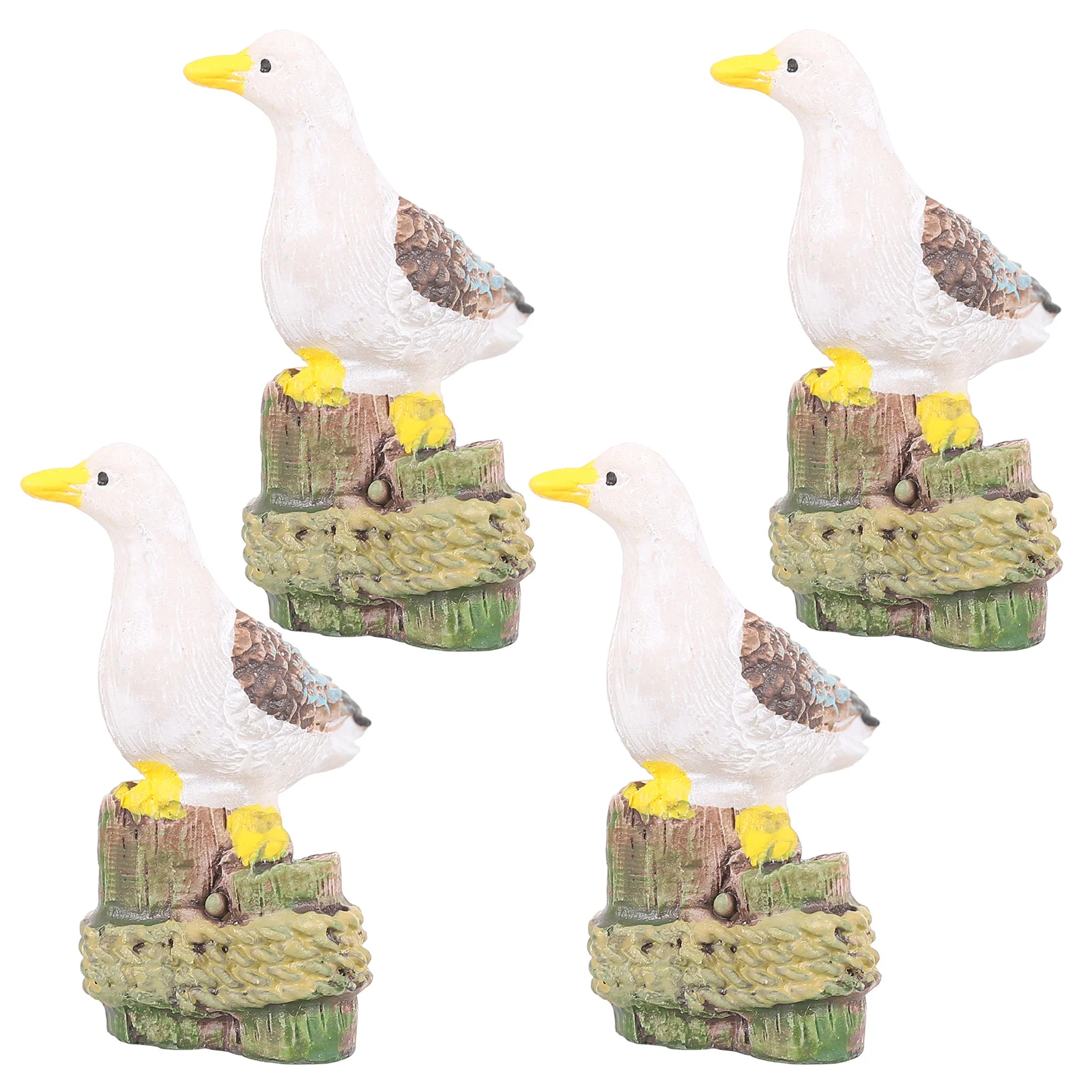 

4 Pcs Little Seagull Wooden Animal Toys Mini Ornaments Manual Dollhouse Birds DIY Craft Kids Gifts Resin Nature Model Child
