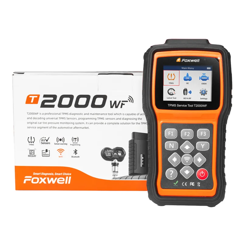 Фото Foxwell T2000 WIFI TPMS программатор с 3 методами перепрограммирования, чтением и сбросом кодов неисправностей, программирование датчиков T20 для 98% автомобилей, 315/433 МГц №1