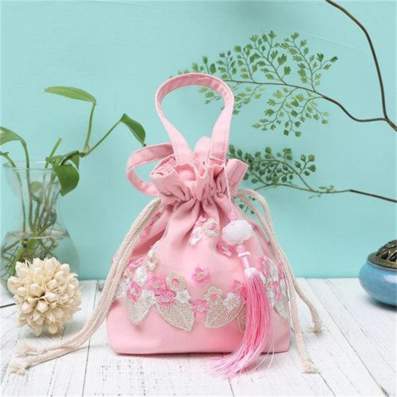 Canvas New Ancient Hanfu Chinese Style Fairy Embroidery Crossbody Bag Shoulder Mini Costume Cloth Purse