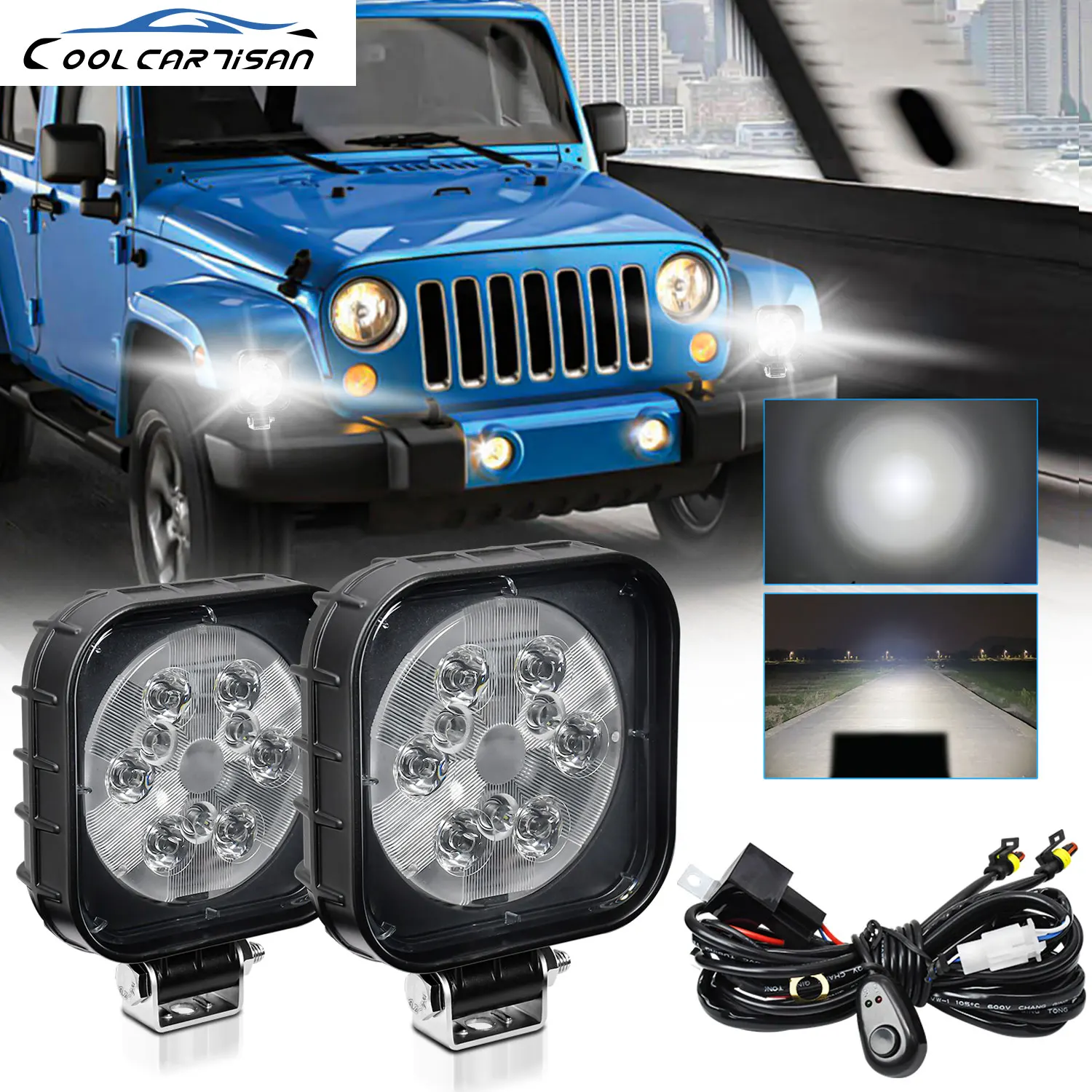 Вспомогательная спортивная лампа Светодиодная рабочая световая панель Off Road 6000K