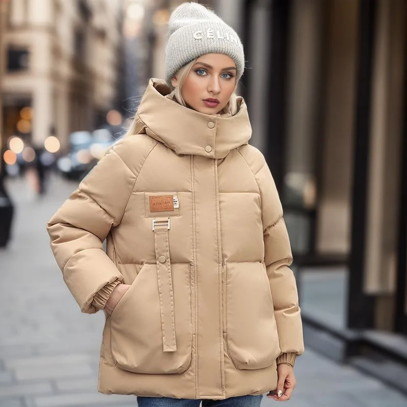 

Winter Jackets Women Hooded Bread Parkas 2023 New Solid Loose Coat Large Size Clothing Female Snowsuit YCMYUNYAN