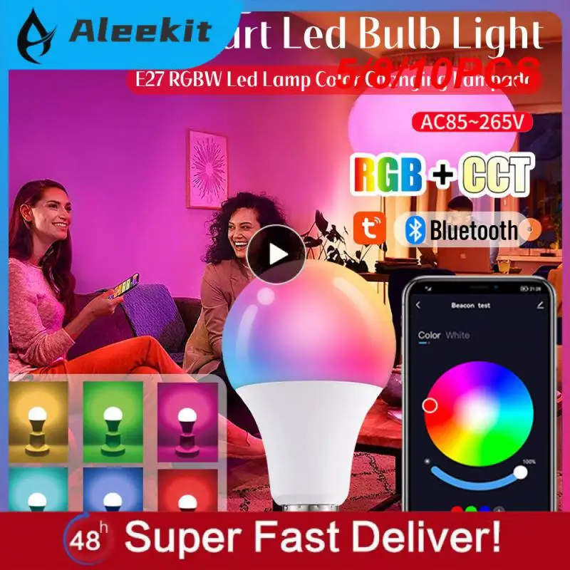 

5/8/10 шт. Светодиодная лампа с дистанционным управлением умная Rgb лампа с регулируемой яркостью B22 E27 лампа 10 Вт работает с шлюзом