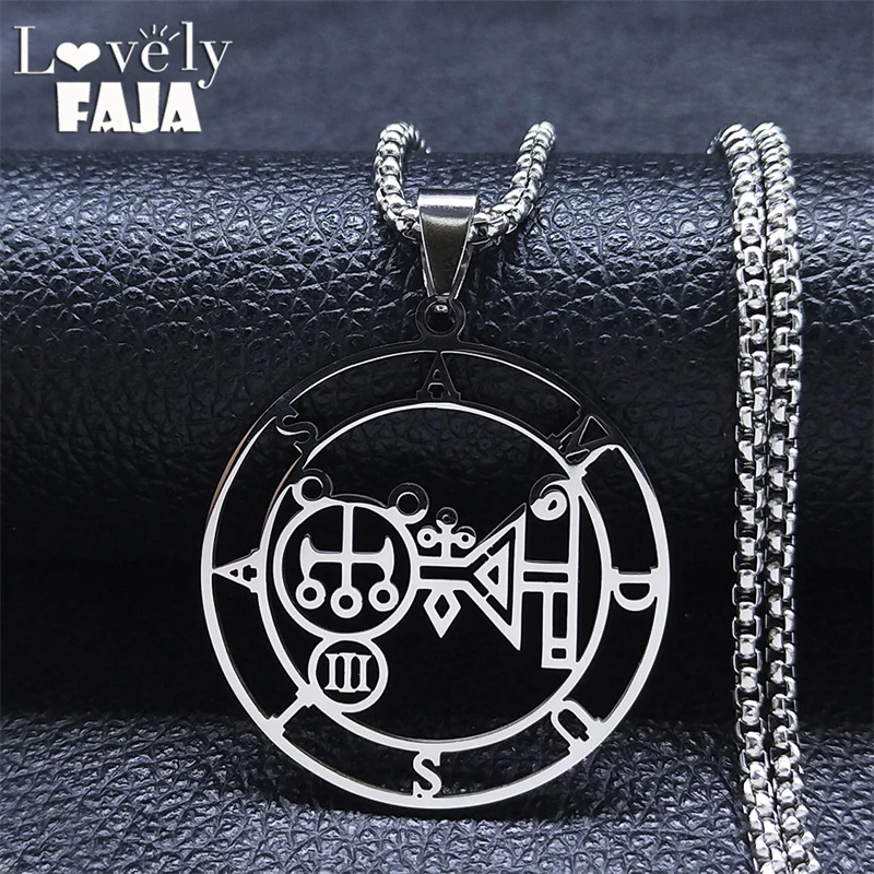 

2022 Seal of AMDUSIAS Stainless Steel Charm Necklace Chain Women/Men Silver Color Round Necklaces Jewelry gargantilha N4585S03