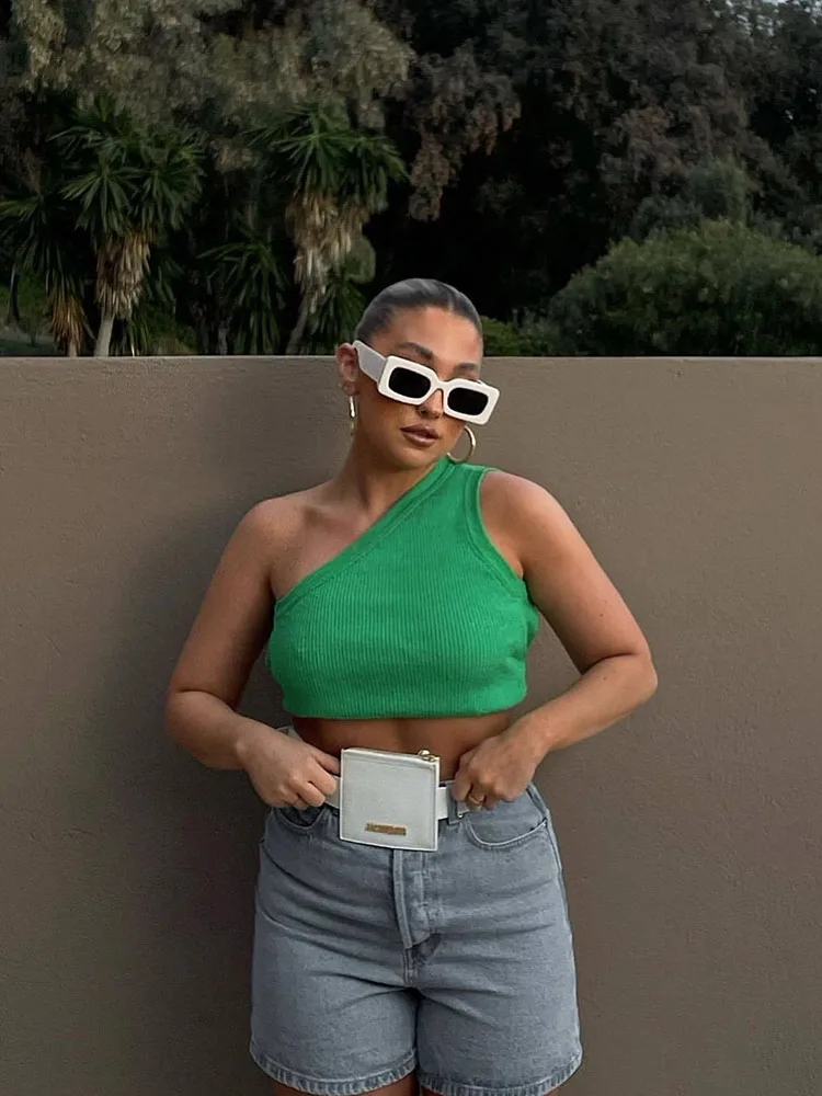 

Женский трикотажный корсет XIKOM, Зеленая майка с открытой спиной