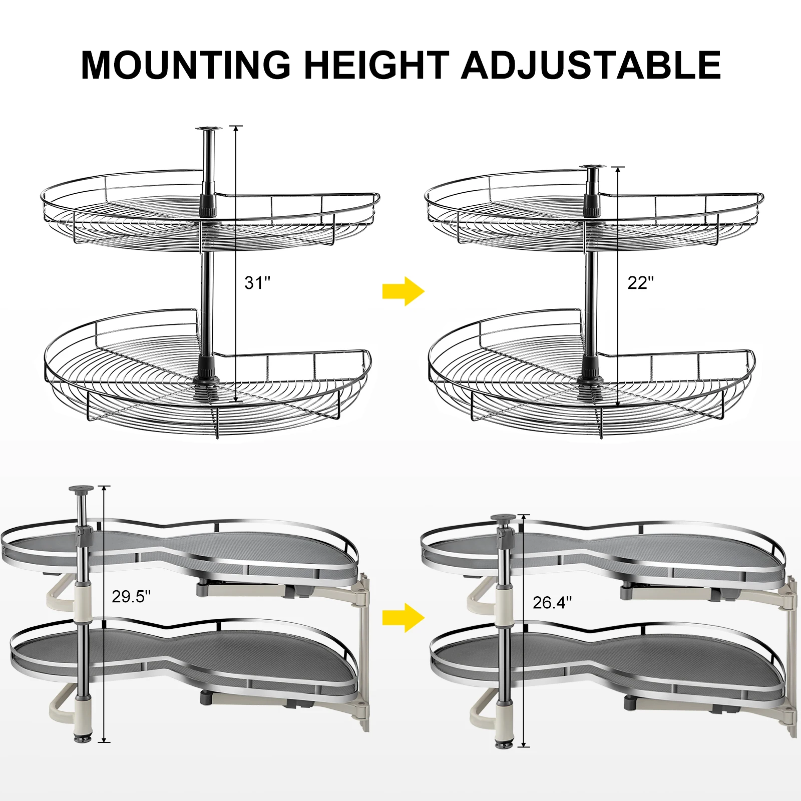 vevor cloud blind corner cabinet pull out basket 2 layer easy to install carbon steel stainless steel for kitchen corner storage free global shipping