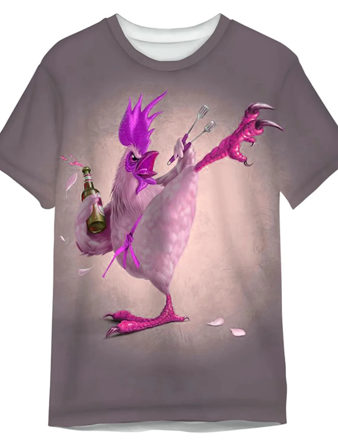 

Футболка мужская с коротким рукавом, забавная Уличная Повседневная рубашка с 3D-принтом животных, пива, цыпленка, круглый вырез, мультяшный рисунок, на лето