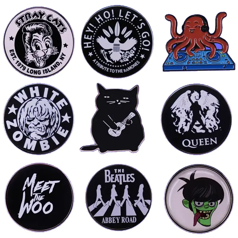 

A Variety Of Vintage Classic Pop Band Badges Fun Rock Band Metal Brooch Bag Denim Jacket Pin Decoration Pop Music Fan Gift