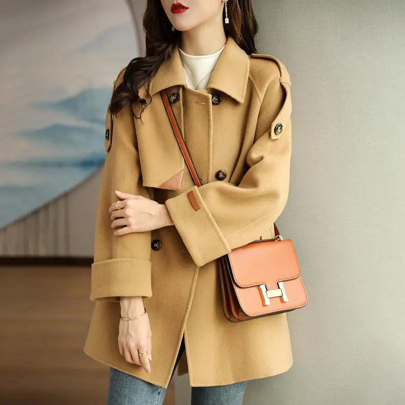 

Новинка Осень-зима 2022, женские пальто и куртки, Корейская версия, Трендовое универсальное шерстяное пальто, элегантная шерстяная куртка