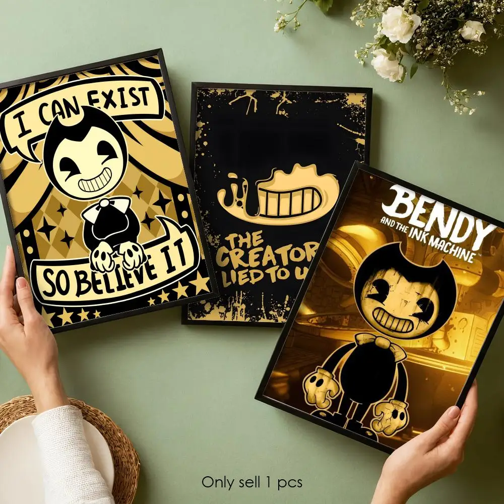 Фото Постеры-наклейки B-Bendy and the Ink M-Machine, HD-печать, самоклеящиеся, для декора гостиной, современные настенные наклейки, подарок №1