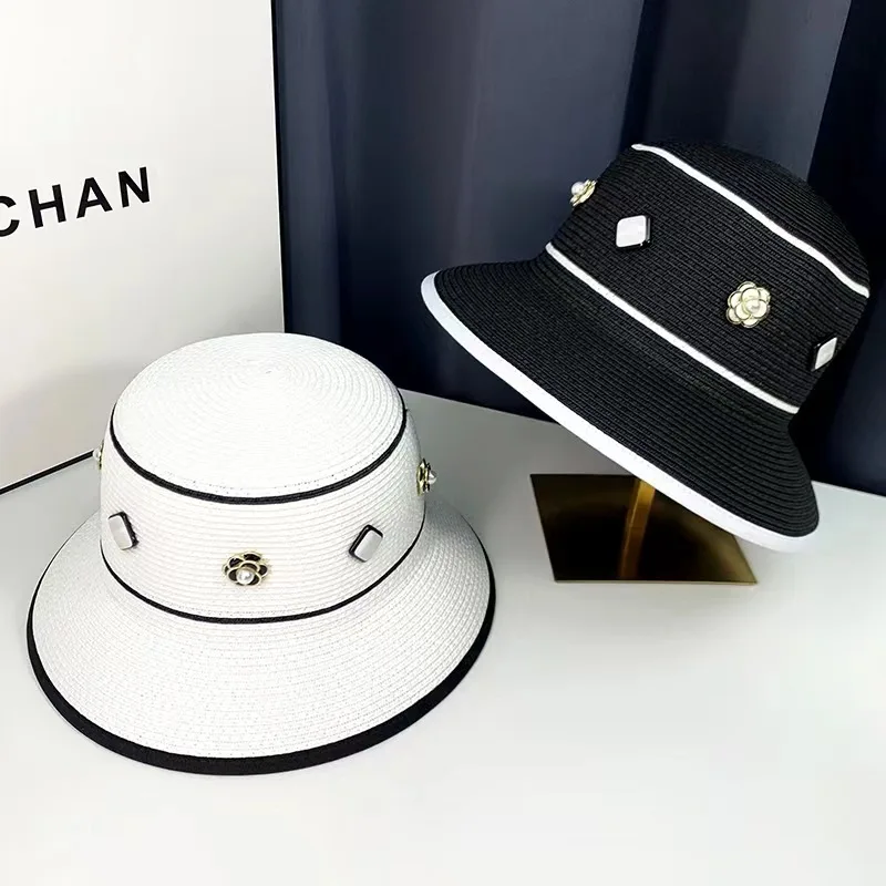 

Little vanilla fisherman hatsummer beach holiday sun visor hat for women's fashion camellia pearl hat trend