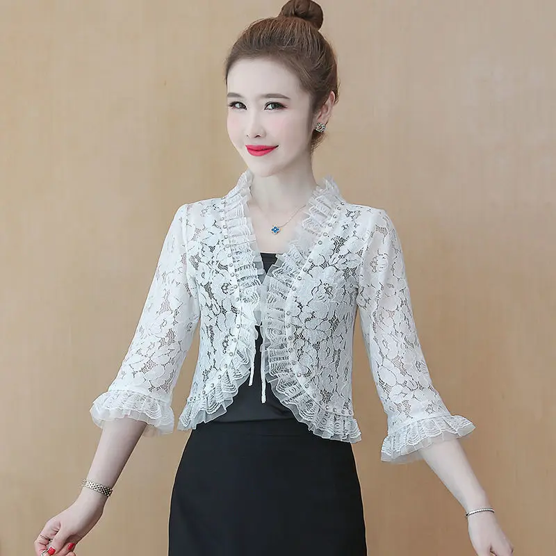 

Women Summer Hollow Cardigan Shirt Female Sunproof Blouse Tops Beach Ladies Sunscreen Outwear Casual Long Sleeve Shirt Coat A63