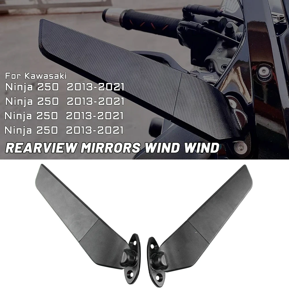

MTKRACING For KAWASAKI Ninja 250 300 400 650 2019 2020 2021 Rearview Mirrors Wind Wing Adjustable Rotating Side Mirror Winglet