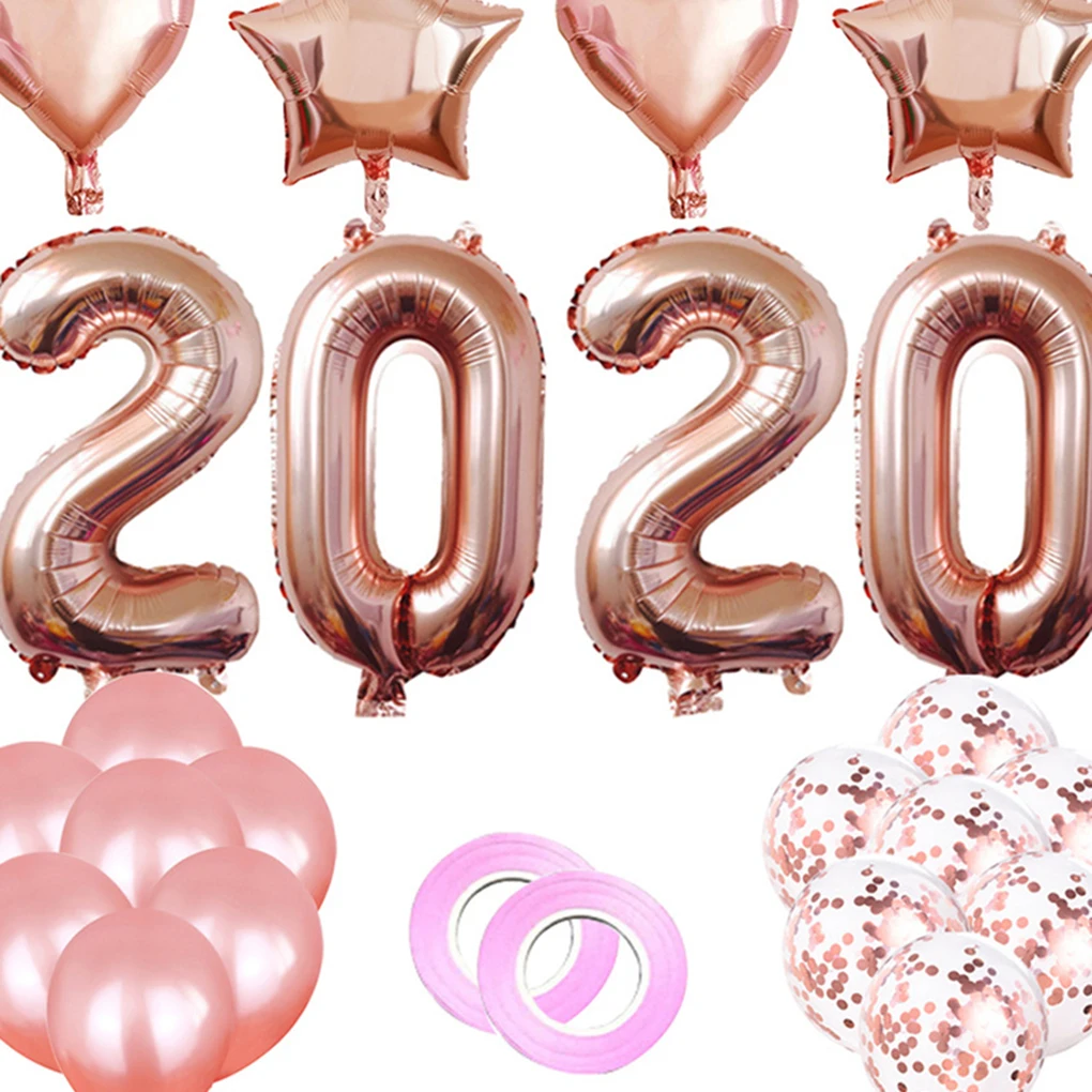 

16 Inch Balloon Decoration Rose Gold Aluminum Foil Number Shape Wedding New Year Birthday Party Layout Decoration Accessories