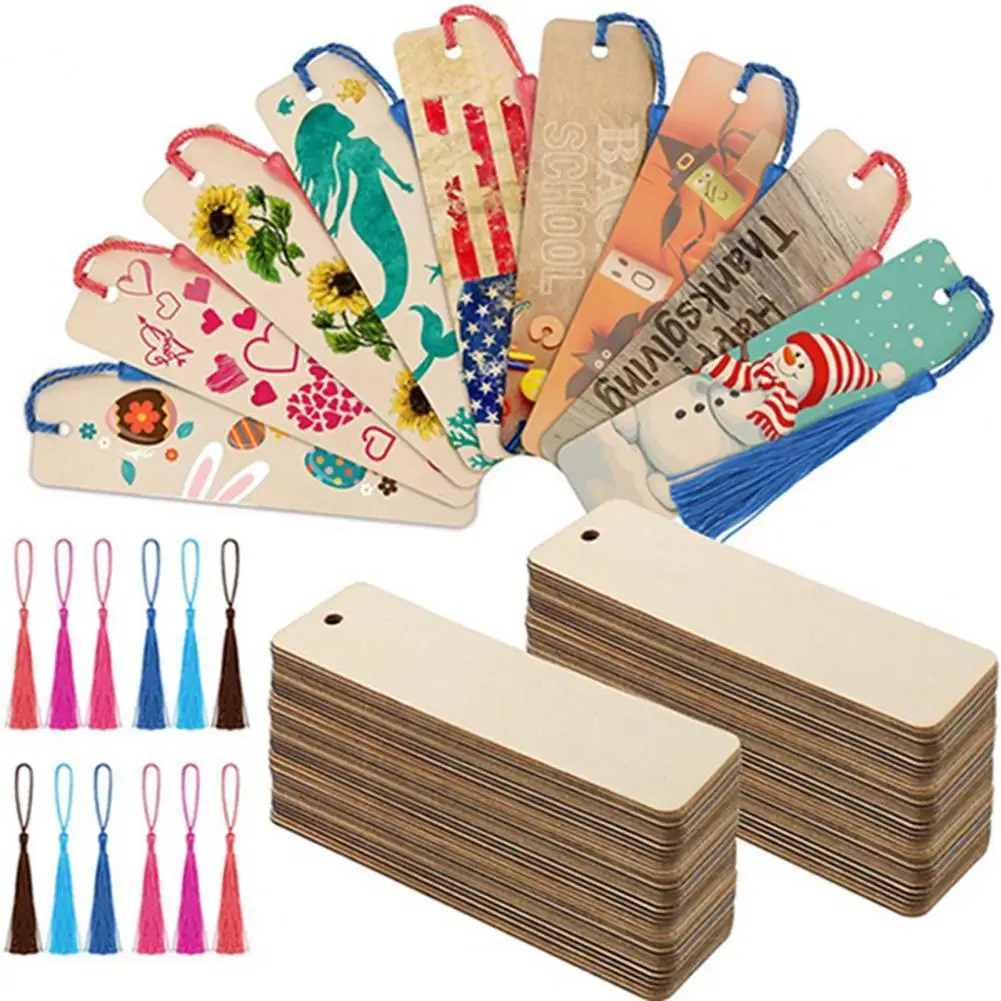 

Lightweight 36Pcs/Set Novelty Blank DIY Exquisite Bookmarks Wood Vintage Bookmark Handcraft for School