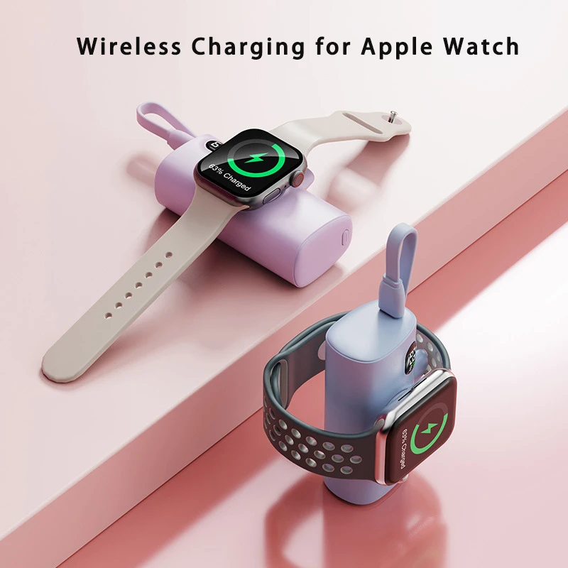 Фото Мини-портативное беспроводное зарядное устройство (Power Bank) 5000 мАч для Apple Watch, iPhone 16, 15, внешний аккумулятор для Samsung, Huawei, Xiaomi №3