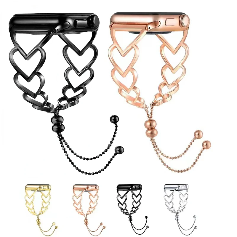 Metal Strap For Apple watch band 49mm 45mm 44mm 42mm 41mm 40mm Heart Bracelet Wristband Correa For iWatch Ultra 8 7 6 5 4 3 SE
