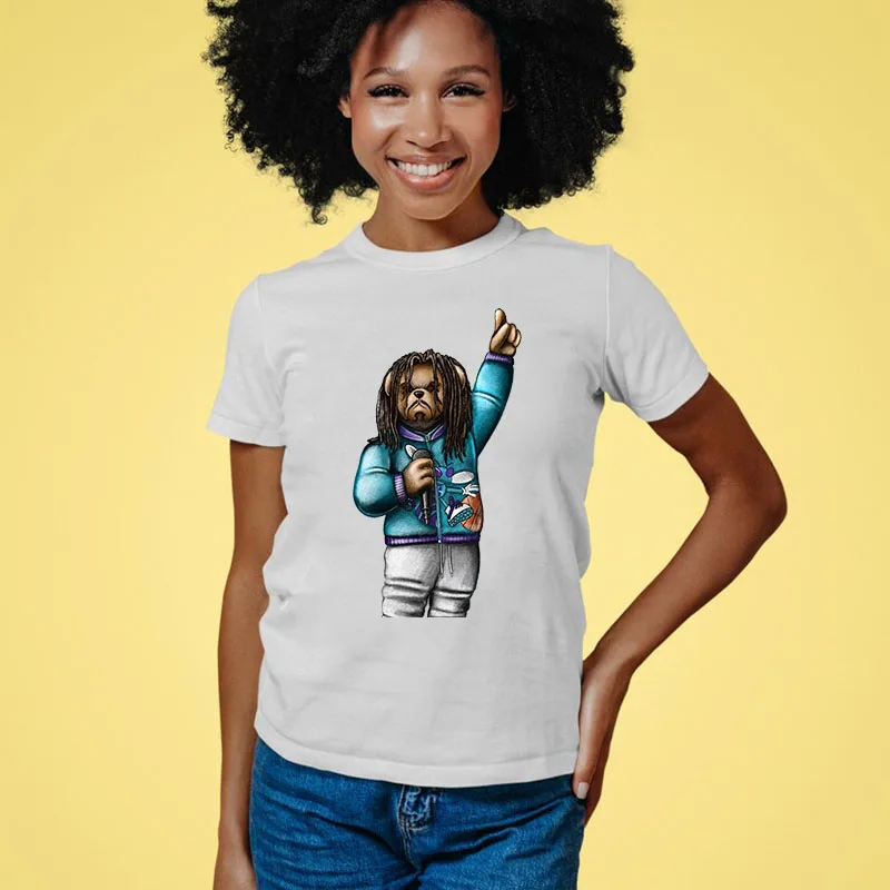 

Rock Singer Little Bear Women T-shirt Short Sleeve Student Cartoon Printing Harajuku Women Clothing Oversized T-Shirt Lady S-4XL