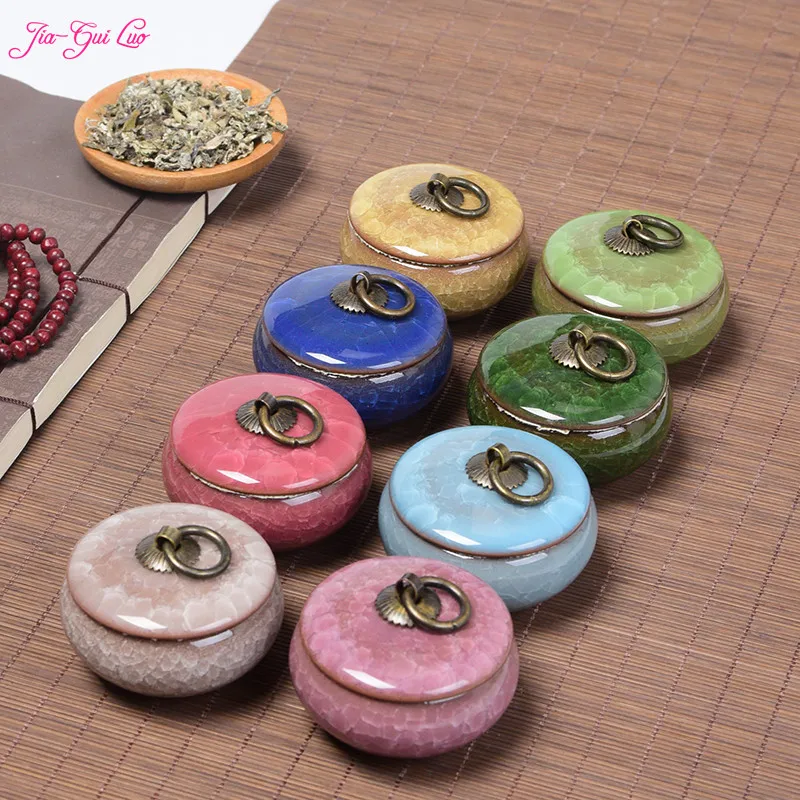 

JIA-GUI LUO 6.5CM*4.8CM Ceramic jar Tea storage box Sealed cans portable travel Kitchen bar supplies Storage box D011
