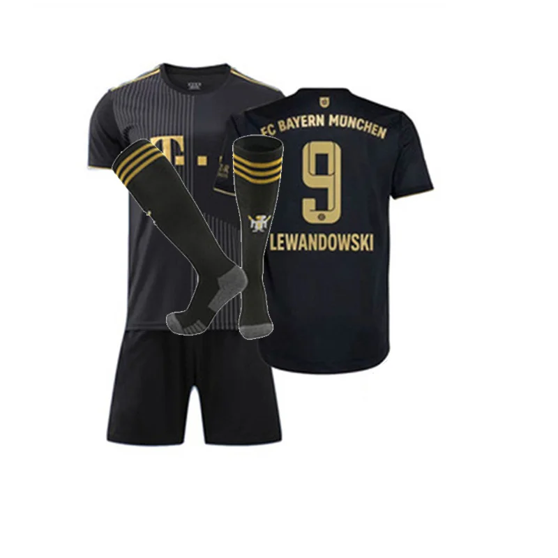 

2022 New Black Children Comfortable Quick Dry Sportswear Large Size Suit Football Jersey Adult Football Custom Jersey Suit