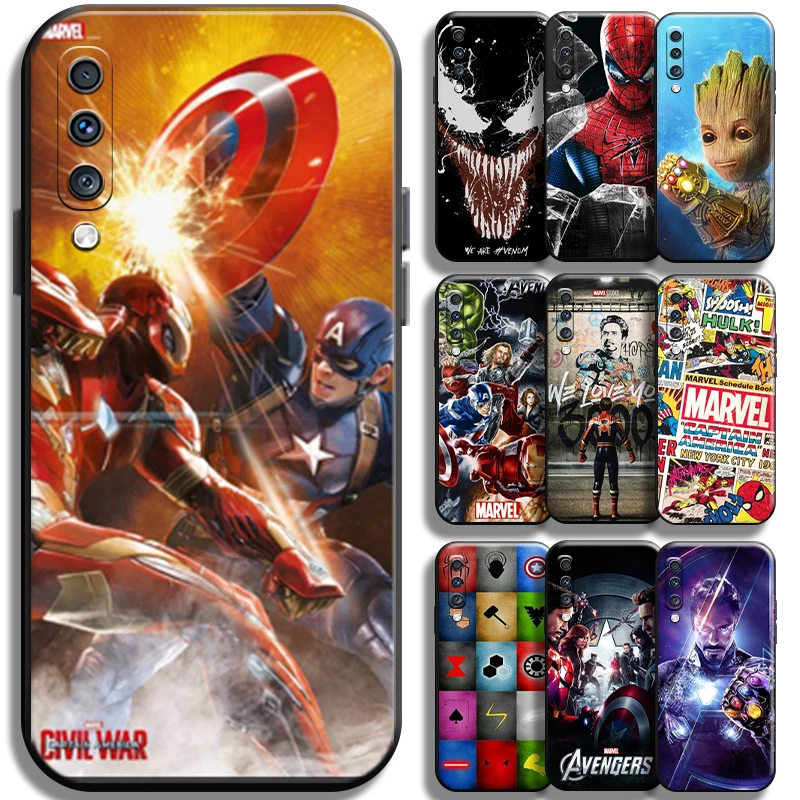 

Marvel Captain America Iron Man for Samsung Galaxy A70 Phone Case Carcasa funda Back Cover Soft Shockproof TPU Black Cases