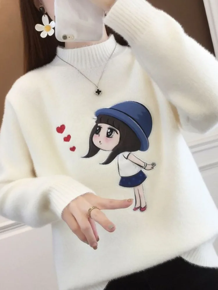 Hikigawa шикарный модный корейский мультфильм девушки норковые свитера Осень Зима