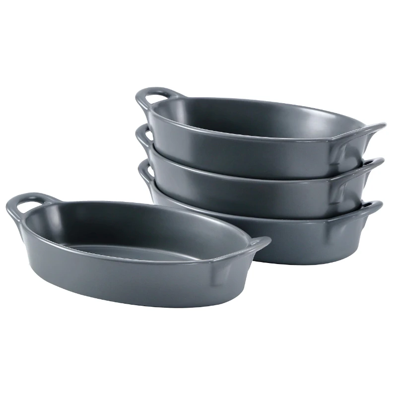 

Set of 4 Oval Au Gratin 8"X 5" Baking Dishes Lasagna Pan Ceramic