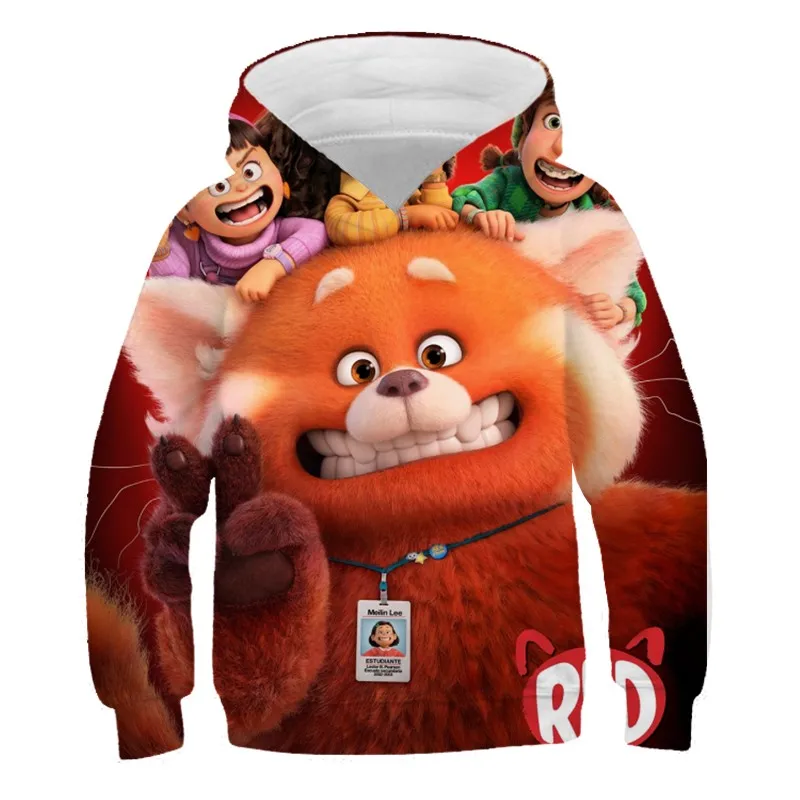

Disney New Children's Red Pixar 3D Printing Hoodie Cartoon Cute Red Panda Sweatshirt Boys and Girls Children's Hoodie