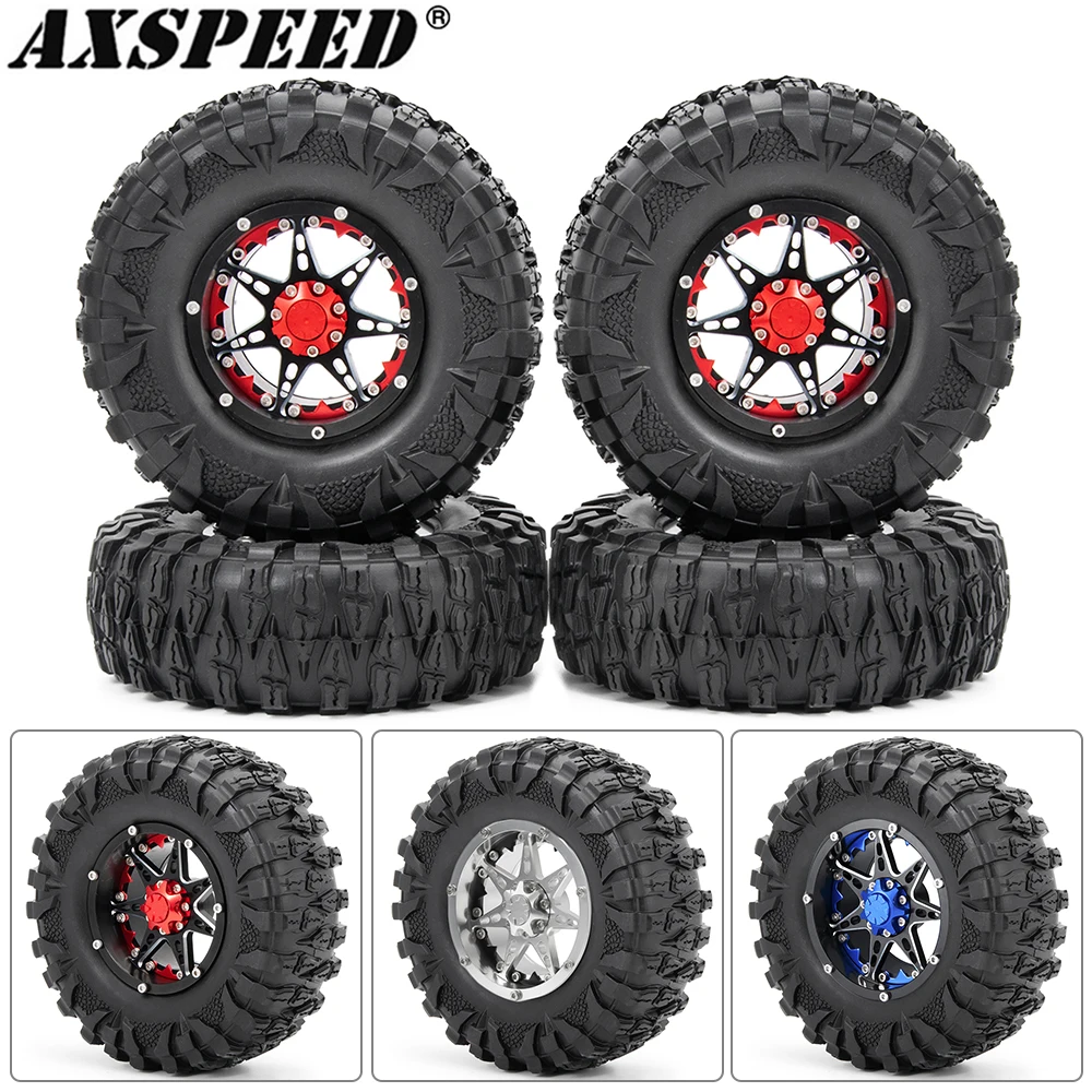 

AXSPEED 4 шт. 2,2 дюймовый обод колеса и резиновые шины кожаный комплект для Axial SCX10 Wraith TRX6 Redcat 1/10 RC Rock Crawler автомобильные запчасти