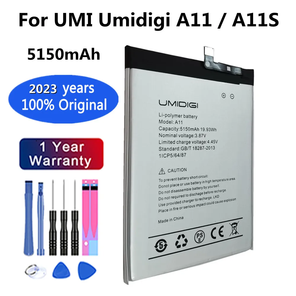 

2023 год, 100% оригинальный аккумулятор для UMI Umidigi A11/A11S, 5150 мАч, Стандартная батарея, быстрая доставка + номер отслеживания