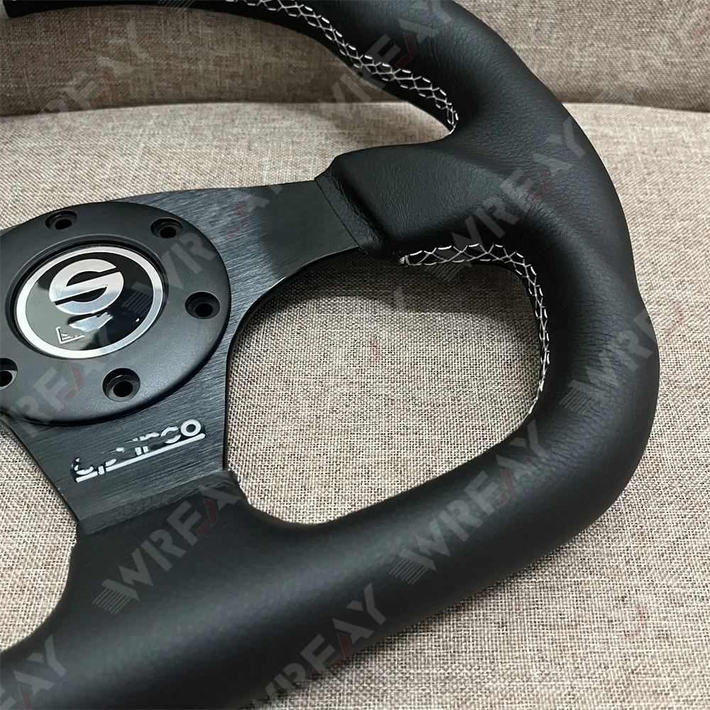 Черный кожаный руль D-образной формы 320 мм гоночное белое серебряное кольцо с