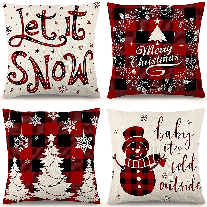 Наволочка с рождественской елкой Sinple 45x45 льняная наволочка изображением лося