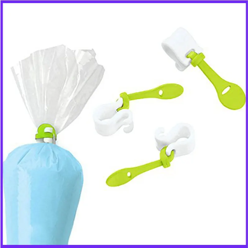 

3PCs Cake Decorating Bag Clips Fondant Frosting Piping Bags Icing Cake Cupcakes Ice Piping Bag Buckles Reusable Baking Tools