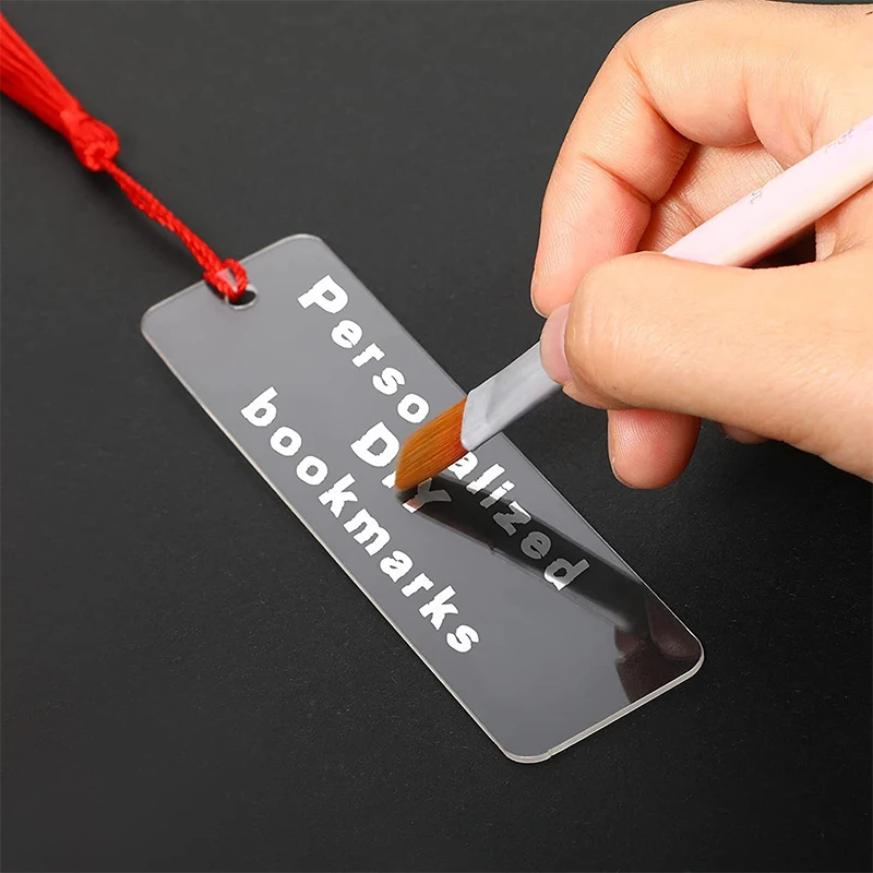 

12pcs Acrylic Bookmark With Rope Blank Diy Handmade Craft Acrylic Sn Unfinished Label For Home Decoration Supplies