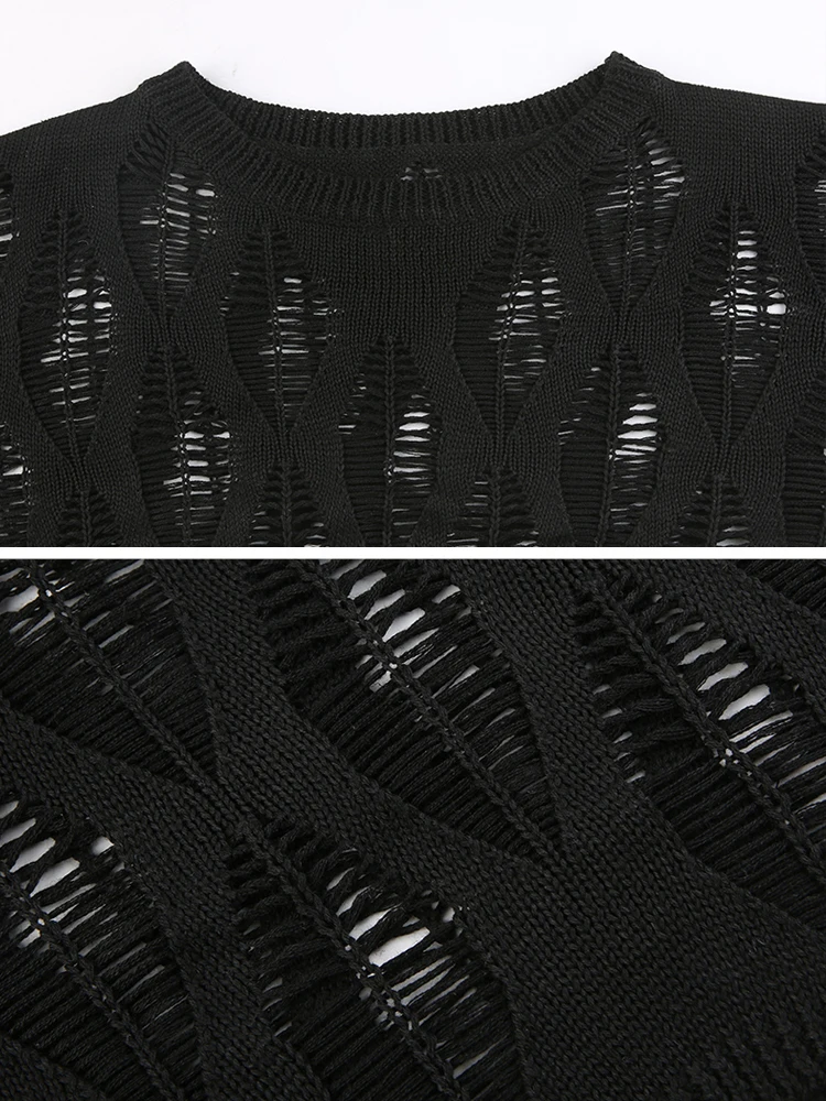 HEYounGIRL рваные сексуальные черные укороченные топы с вырезами свободная уличная