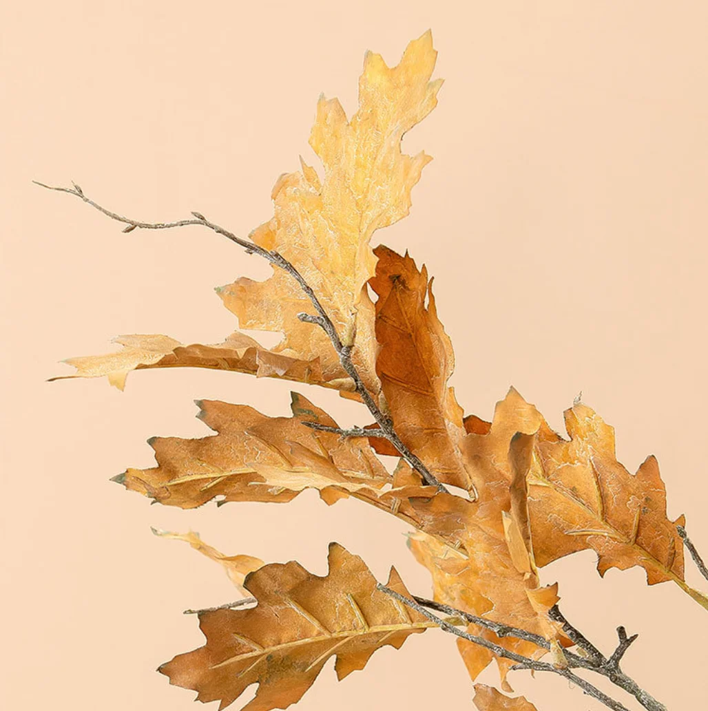 

1 PCS 60 CM Artificial Dry Oak Leaves Branch Home Room Table Garden Decoration F681