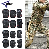 6pcsset tactical knee pad wrist guard elbow protector outdoor sports hunting kneepad safety gear training knee protective pads