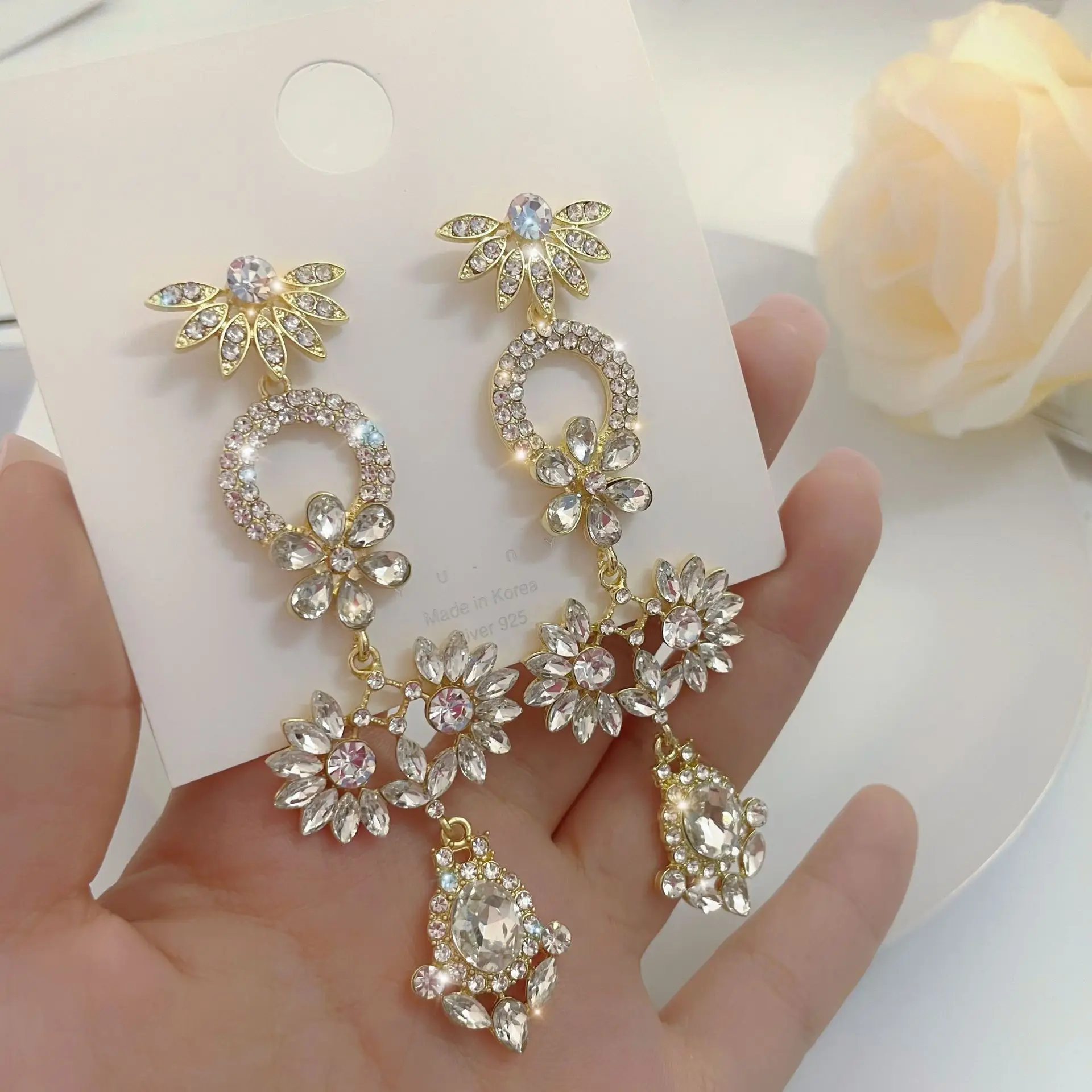 Корейские винтажные Роскошные красочные серьги-капельки с кристаллами для