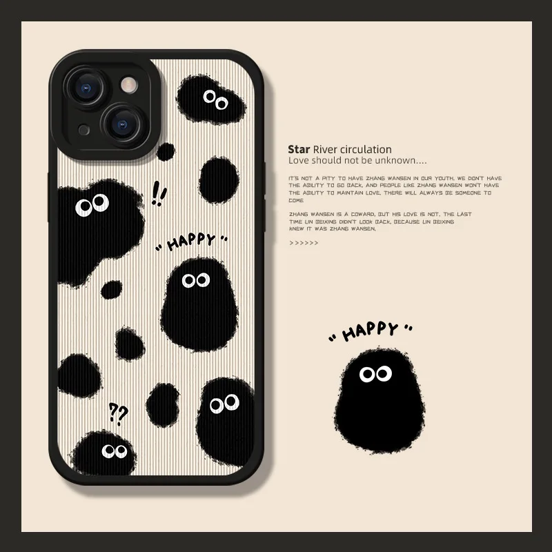 

Cute Little Coal Ball Phone Case For iPhone 14 13 12 11 Pro Max Mini X XS XR 7 8 Plus SE Cartoon Anime Protective iPhone Case