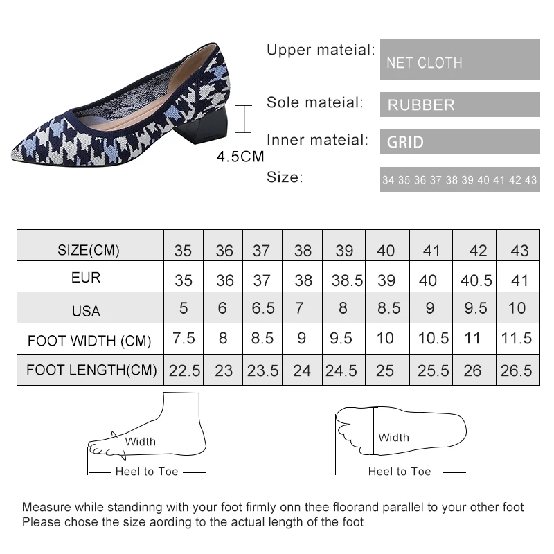 DIMANYU Dress Shoes Women Fashion 2023 New Thick Heel Pointed Women Shoes Large Size 41 42 43 Ladies Knitting Shoes