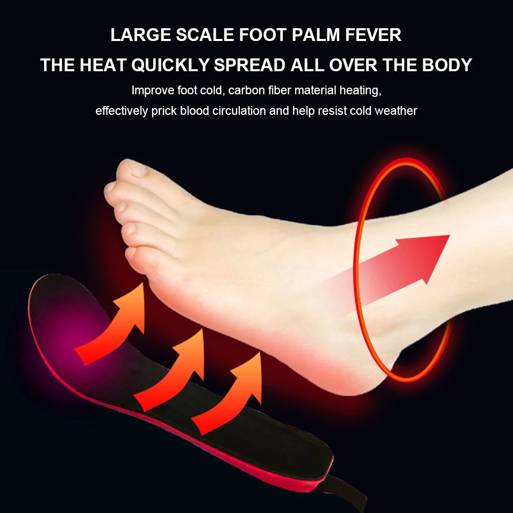 Winter Electric Heated Insoles 3-Level Breathable Rechargeable Foot Warmer with Remote Control Thermal Insoles for Men Women