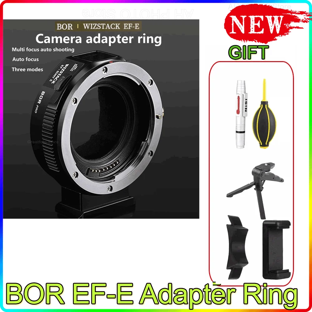 

BOR EF-E Adapter Ring Multi Auto Focus Shooting EF to E Mount Lens Compatible with Canon EF EF-S Lens to Sony E Mount Camera A7S