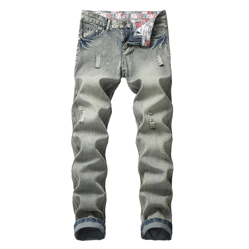 

Designer Men's Ripped Jeans Pants Fashion Denim Joggers Male Distressed Destroyed Trousers Big Size Cool Guy