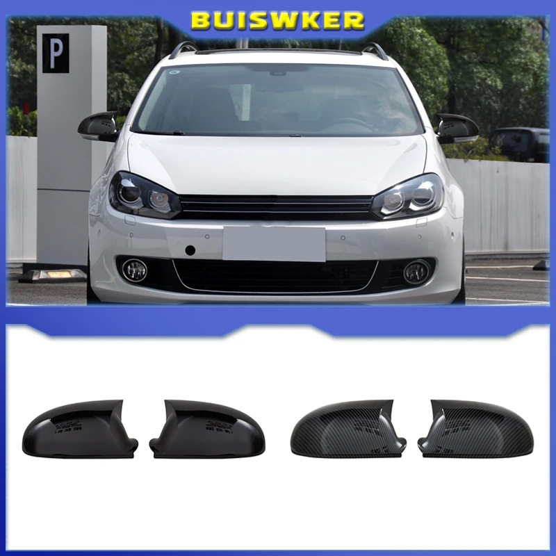 

2 Pieces ABS Plastic Bat Wing Mirror Covers Caps Rearview Mirror Case Cover Gloss Black Car Accessory For Volkswagen Golf Mk5 5
