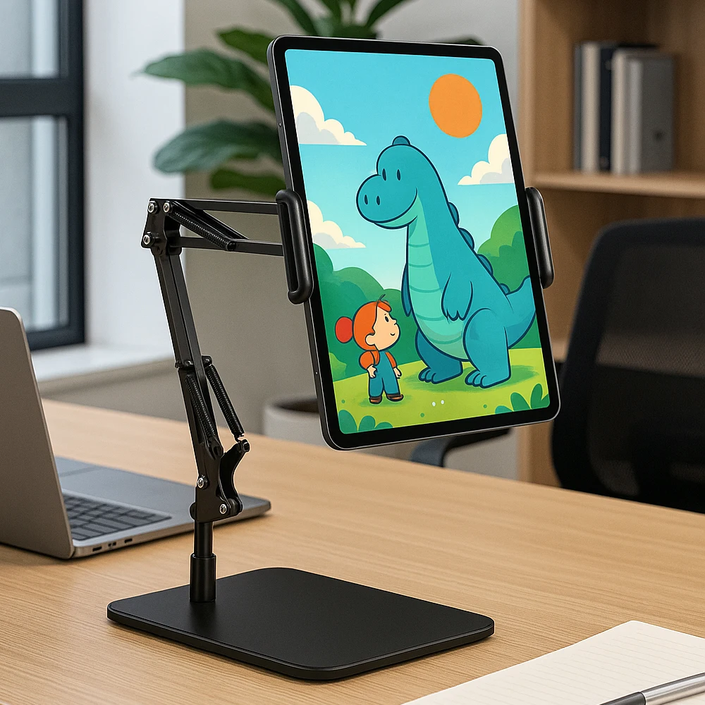 Фото Регулируемая настольная подставка для планшета для iPad Pro Air Mini Samsung Galaxy Tab Складная подставка из алюминиевого сплава для офиса и домашнего использования №1