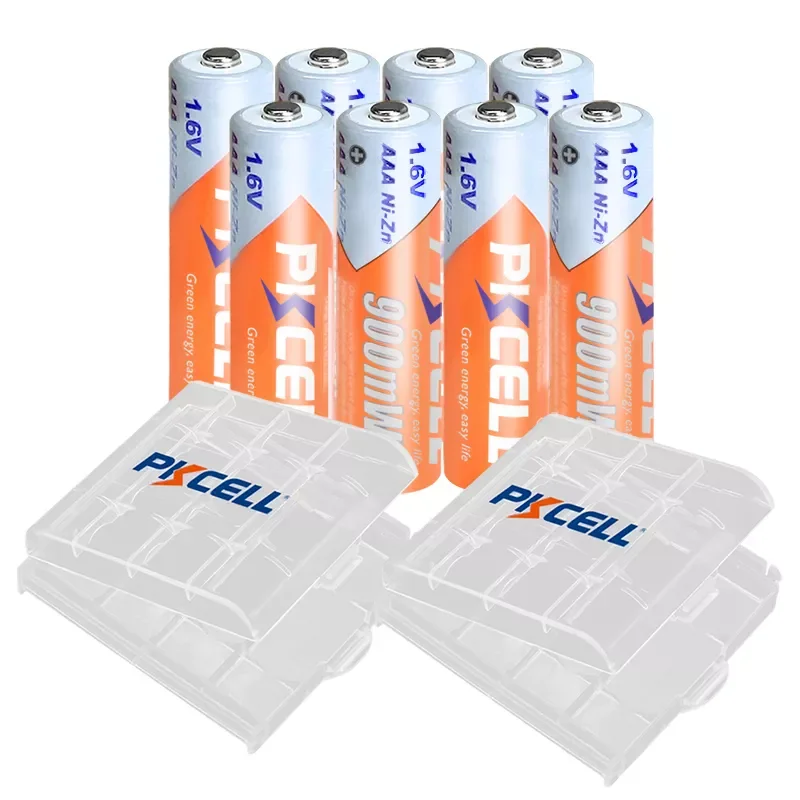 

8PCS PKCELL AAA 900mWh battery 1.6V NIZN Rechargeable batteries aaa ni-zn recharge with 2PC AAA/AA battery case /BOX for toys
