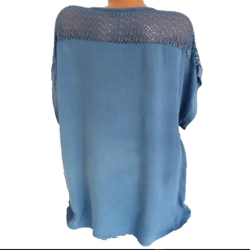 Женская Кружевная Блузка С Цветочным Принтом Летняя Повседневная Свободная