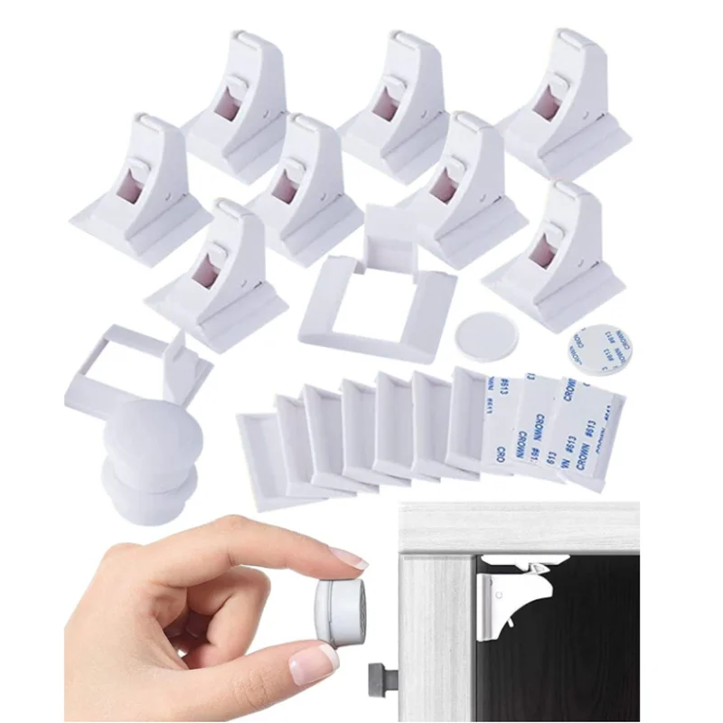

Adhesive Magnetic Child Safety Cupboard Locks Baby Protection Cabinet Drawer Latch Magnet Security Fridge Closet Door Limiter